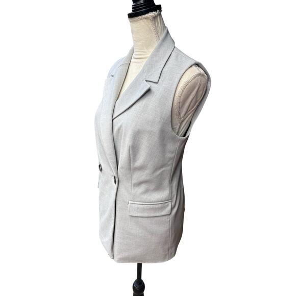 Zara Grey Double Button Collared Menswear Style Vest - Picture 4 of 10